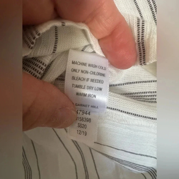 Garnet Hill Small White Striped Top Drop Shoulder Peasant Blouse Cottagecore - Picture 9 of 10